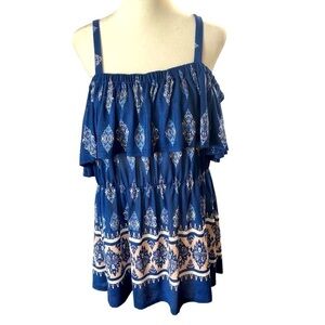 Ivy Rose Popover Top Off Shoulder with Straps Women 2X  Royal Blue